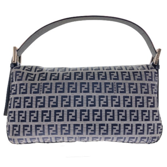 FENDI Zucchino Hobo Shoulder Bag 2201 26424 Black Silver Handbag - Picture 2 of 10